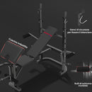 Panca Palestra Multifunzione Regolabile con Rack Bilanciere con Leg Extension Low Row Arm Curl Nero      
