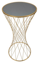 Tavolino Tower New 50x100x50 cm in Ferro e MDF Oro