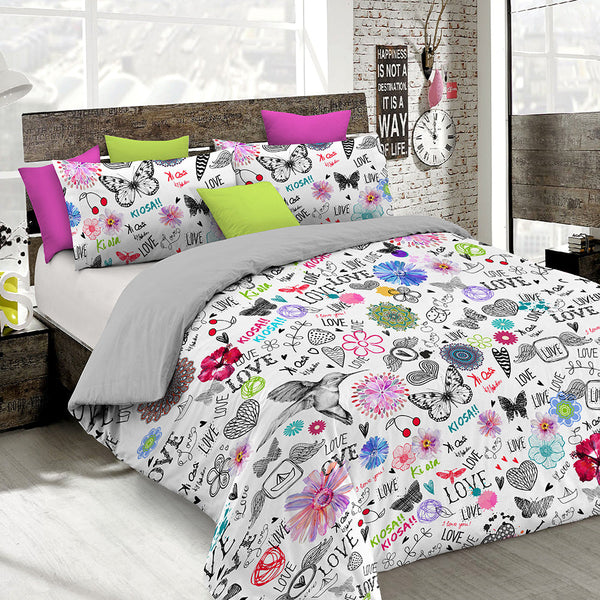 acquista Housse de couette double avec impression sur le sac et taies d'oreiller Kio652