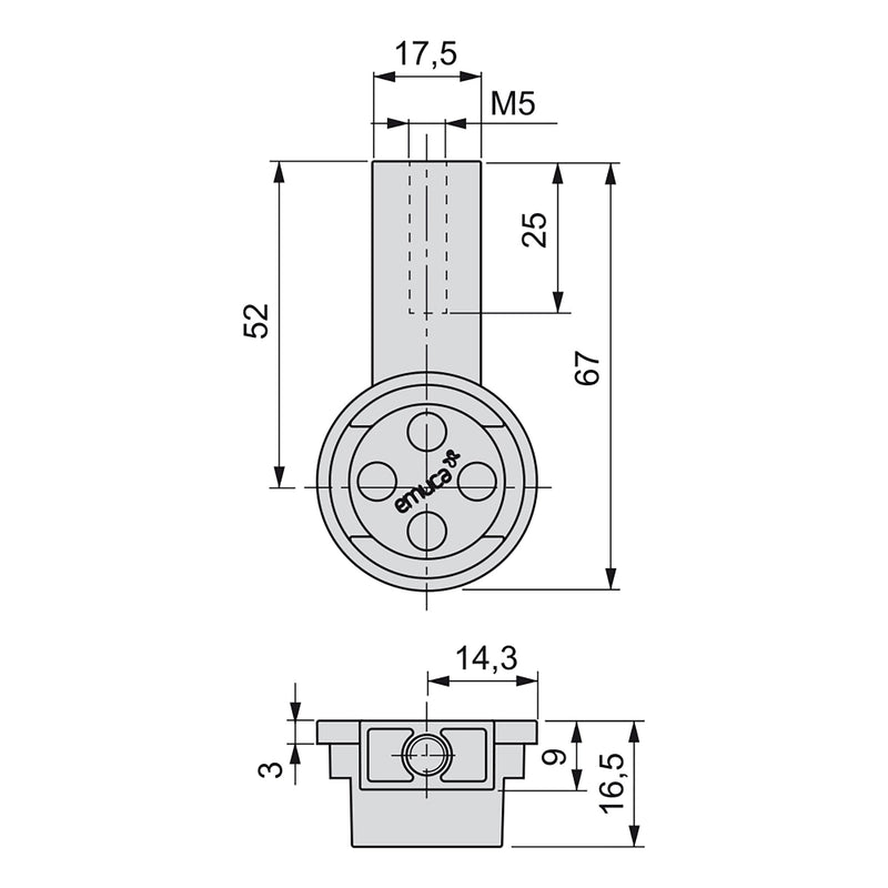 Set 2 Bastoni Appendiabiti per Armadi Rotondi 95 cm in Alluminio Emuca Moka