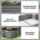 Orto Rialzato con Traliccio per Rampicanti 220x110x150 cm Fondo Aperto in Metallo Grigio Scuro      