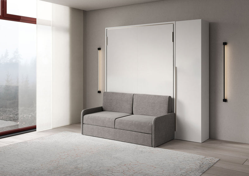 Letto Matrimoniale Francese A Scomparsa 140 Versia Con Divano E Armadio 1 Anta Dx Bianco      