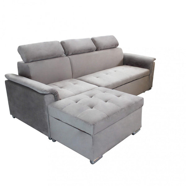 Canapé-lit Derrick 234x148x84 cm en tissu gris tourterelle online