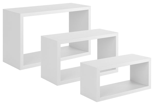 Lot de 3 étagères murales rectangulaires en panneaux de fibres triptyques blancs sconto