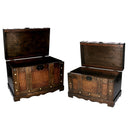 Set 2 Baule in legno marrone rettangolare 