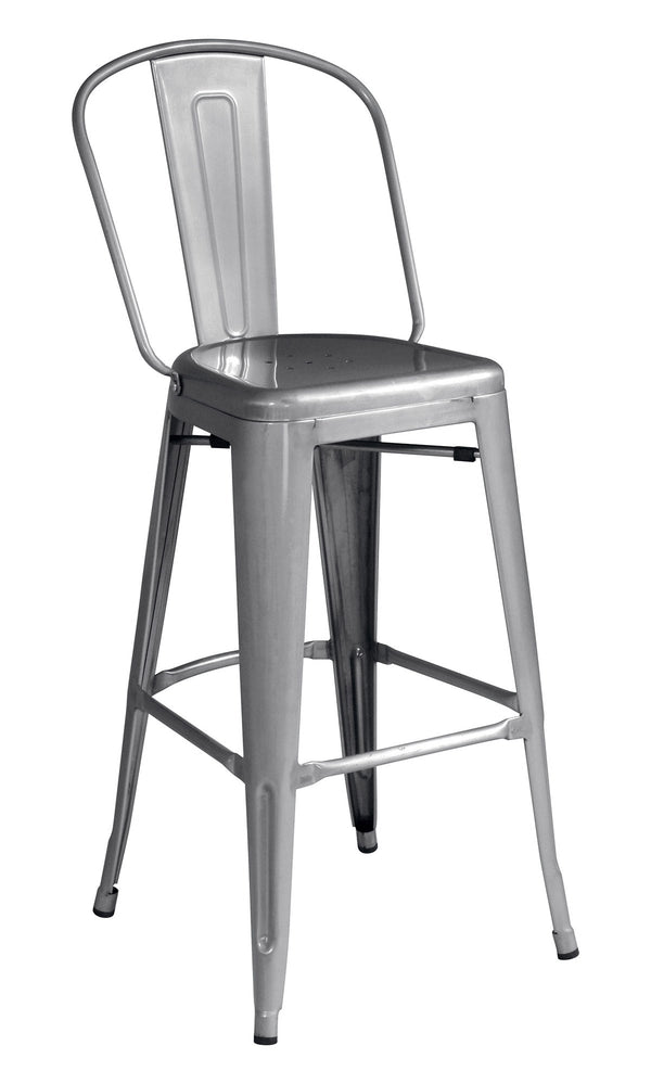 online Tabouret Haut avec Dossier 49x52x114 cm en Tôle Galvanisée Argent