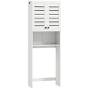 Mobile Sopra WC 67x31.5x190 cm con Armadietto a 2 Ante e Ripiano Aperto in Legno Bianco      