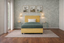 Letto 1 Piazza e Mezza Contenitore Imbottito Microfibra Ocra Boxmax Testata Flat Varie Misure