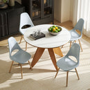 Set 2 Sedie da Pranzo in Stile Nordico con Schienale Curvato in Plastica e Legno Grigio 