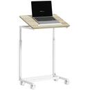 Tavolino da Lavoro Regolabile 55x36x62,5-82,5 cm con Piano Inclinabile in Legno e Metallo Bianco e Rovere  