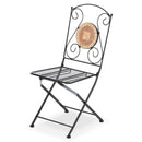 Set 2 Sedie da Giardino Pieghevoli in Ferro con Mosaico Zeus Nere
