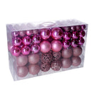 Set 100 Palline Decorative per Albero di Natale in Plastica rosa cm Ø4,6,8