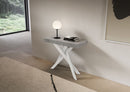 Consolle Allungabile 90-196x40x77 cm Saki Small Premium Cemento Gambe Bianche 