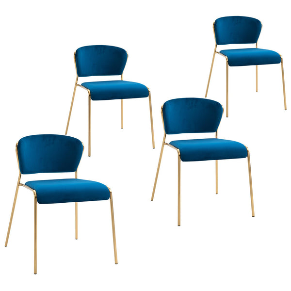 sconto Lot de 4 Chaises en Métal et Polyester Bleu