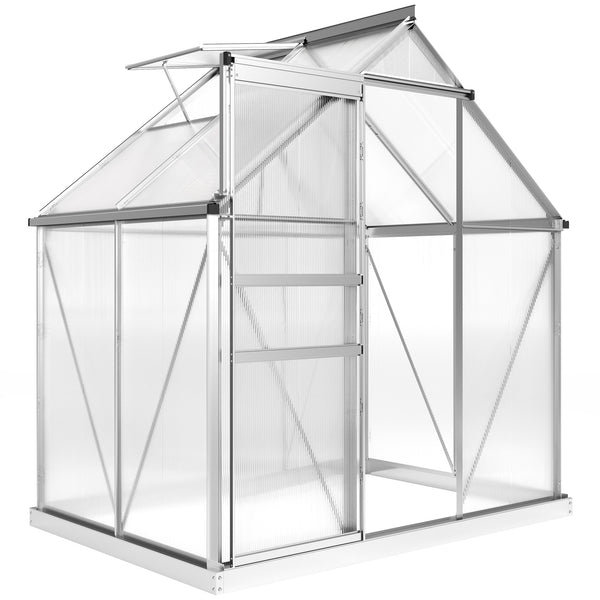 Serra da Giardino 192,5x131x200 cm con Porta a Battente e Finestra a Tetto in Policarbonato e Alluminio Argento prezzo