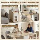 Tavolo Pieghevole per 6 Persone 168,2x85x73 cm con 2 Cassetti e 4 Ripiani in MDF e Legno di Pino Bianco      