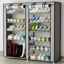 Scarpiera Salvaspazio 7 Ripiani 36 Paia Scaffale Acciaio e Tessuto TNT Grigio