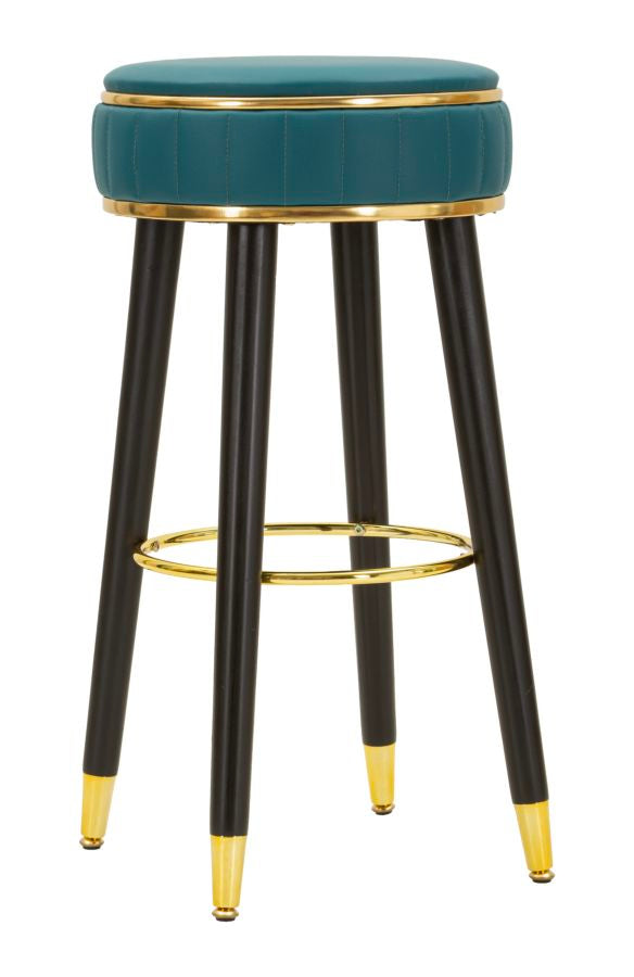 Sgabello Bar London Verde Ø38x75 cm in Pino e MDF e Spugna e Metallo e PU prezzo