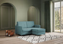 Divano 2 Posti con Pouf 158x145x85 cm Karay in Tessuto Petrolio