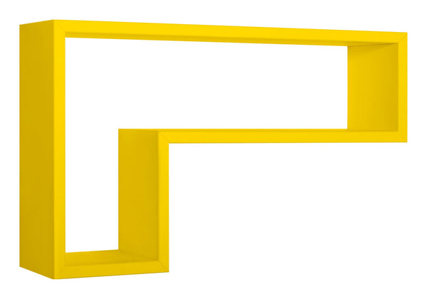 sconto Etagère murale en forme de L 61x37x15,5 cm en panneau de fibres de bois lettre jaune canari
