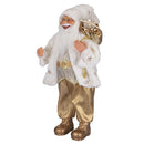 Pupazzo Babbo Natale H46 cm in Stoffa Oro e Bianco