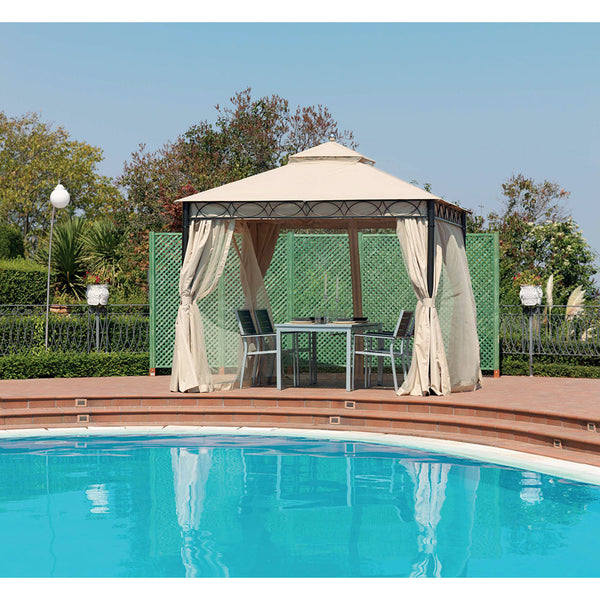 Tonnelle de jardin en fer 3x3xH2,90m Rama Giunone Ecru sconto