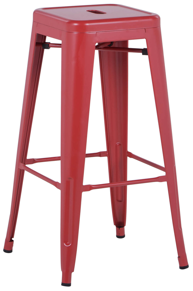 Sgabello da Bar Alto in Metallo Motti Victoria Rosso