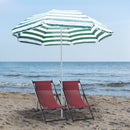 Ombrellone da Giardino Ø180x200H cm Spiaggia Inclinabile in Metallo Verde e Bianco