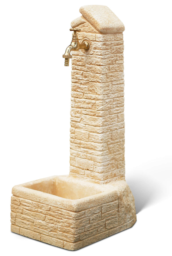 Fontana da Giardino Senza Rubinetto in Cemento Granulato di Marmo Zambla Nocciola acquista