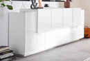 Credenza 7 Ante 200x45x86 cm New Coro Bianco opaco/Bianco Lucido