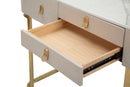 Console Fissa 3 Cassetti Beauty 100x80x40 cm in Legno MDF e Metallo Crema/Oro