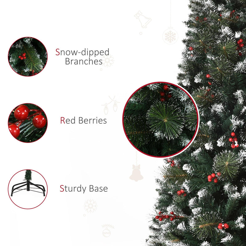 Albero di Natale Artificiale Innevato 150 cm 360 Rami con Bacche Verde