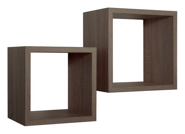 acquista Lot de 2 étagères murales carrées en panneaux de fibres de bois Q-Bis Maxi Noyer