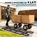 Carrello da Giardino 105x51x54 cm Capienza da 114L con Sacca Portaoggetti e Pareti Rimovibili in Acciaio Verde      