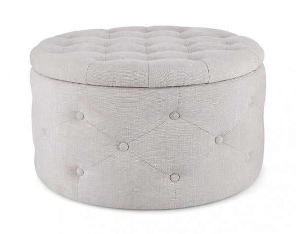 Pouf Contenitore Porta Scarpe Ø 70x40 cm Ernestine in Tessuto Grigio Chiaro prezzo