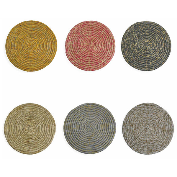 online Lot de 6 sets de table ronds en osier Villa d'Este Nature