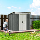 Casetta Box da Giardino 195x122x181,5 cm con Porte Scorrevoli e Pavimentazione in Acciaio Grigio Chiaro      