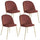 Lot de 4 Chaises Rembourrées 49x52x79 cm en Velours Bronze et Doré