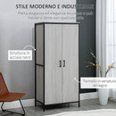 Armadio Guardaroba 2 Ante 80x50x179 cm in Legno MDF e Acciaio Grigio