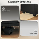 Cassettiera Portadocumenti a 4 Ruote 40x35x60 cm Cassetto con Serratura e Armadietto in Legno Nero  