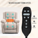 Poltrona Alzapersona Massaggiante e Reclinabile 93x104x105 cm con Telecomando in Tessuto Effetto Velluto Beige  
