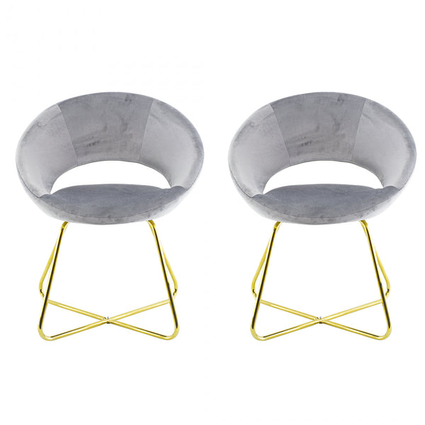Lot de 2 Chaises Vintage 58x64x83 cm en Tissu Effet Velours Gris Greta sconto