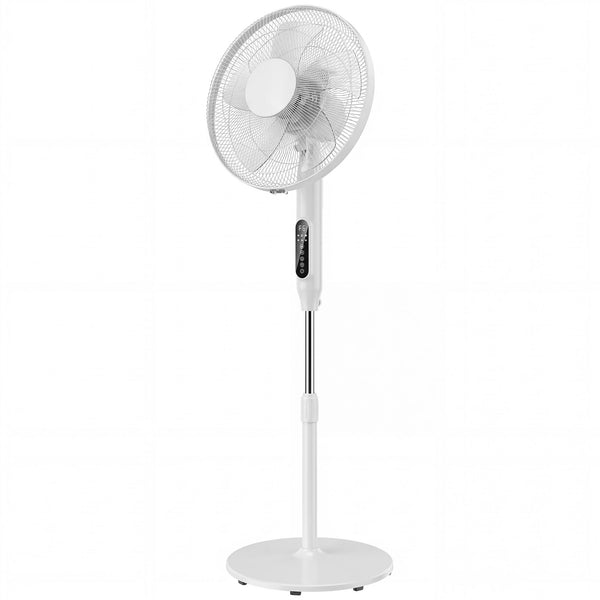 sconto Ventilatore da Terra 45x42x138 cm con Telecomando 3 Velocità e 2 Modalità in ABS PP Acciaio Bianco