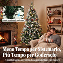 Albero di Natale Innevato Ø115x180 cm con 250 LED a 2 Colori Telecomando 11 Modalità Pigne e Bacche Rosse in PVC      