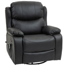 Poltrona Relax Reclinabile con 8 Punti Massaggianti 97x92x104 cm in Finta Pelle e Acciaio Nero
