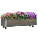 Fioriera Rettangolare 96x30,6x30 cm con Ruote e Freno in Legno di Abete Grigio  