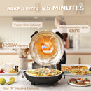 Forno per Pizza Elettrico 1200W con Finestra Trasparente Timer e Regolazione della Temperatura Nero   