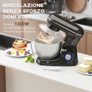 Impastatrice Planetaria da 4.5L a 6 Velocità 35x22x29 cm Ciotola in Acciaio Inox Nero   