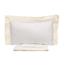 Set Lenzuola Sopra Sotto e Federe Bordi in Raso Garrini Eveline Avorio/Avorio Varie Misure