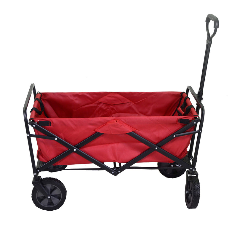 Carretto Carrello Pieghevole da Giardinaggio 89x48x59 cm in Metallo e Tessuto Rosso